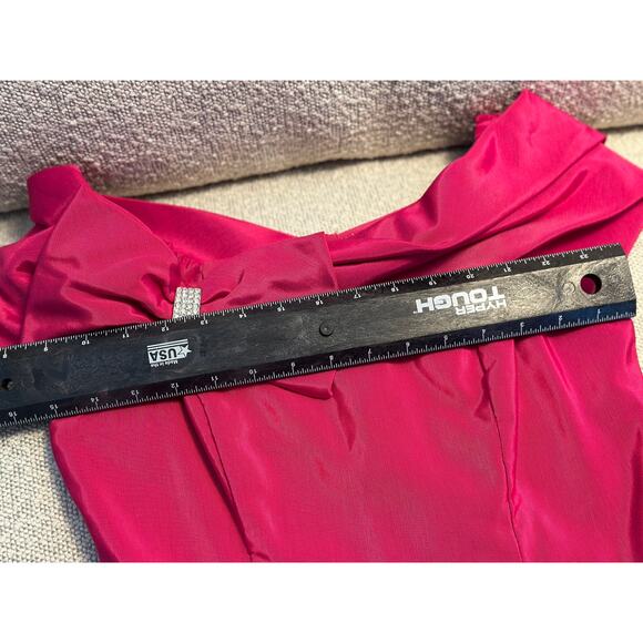 Vtg Fuchsia Off-Shoulder Cupid Bow Midi Length Formal Ball Gown Disney Princess - Picture 12 of 15